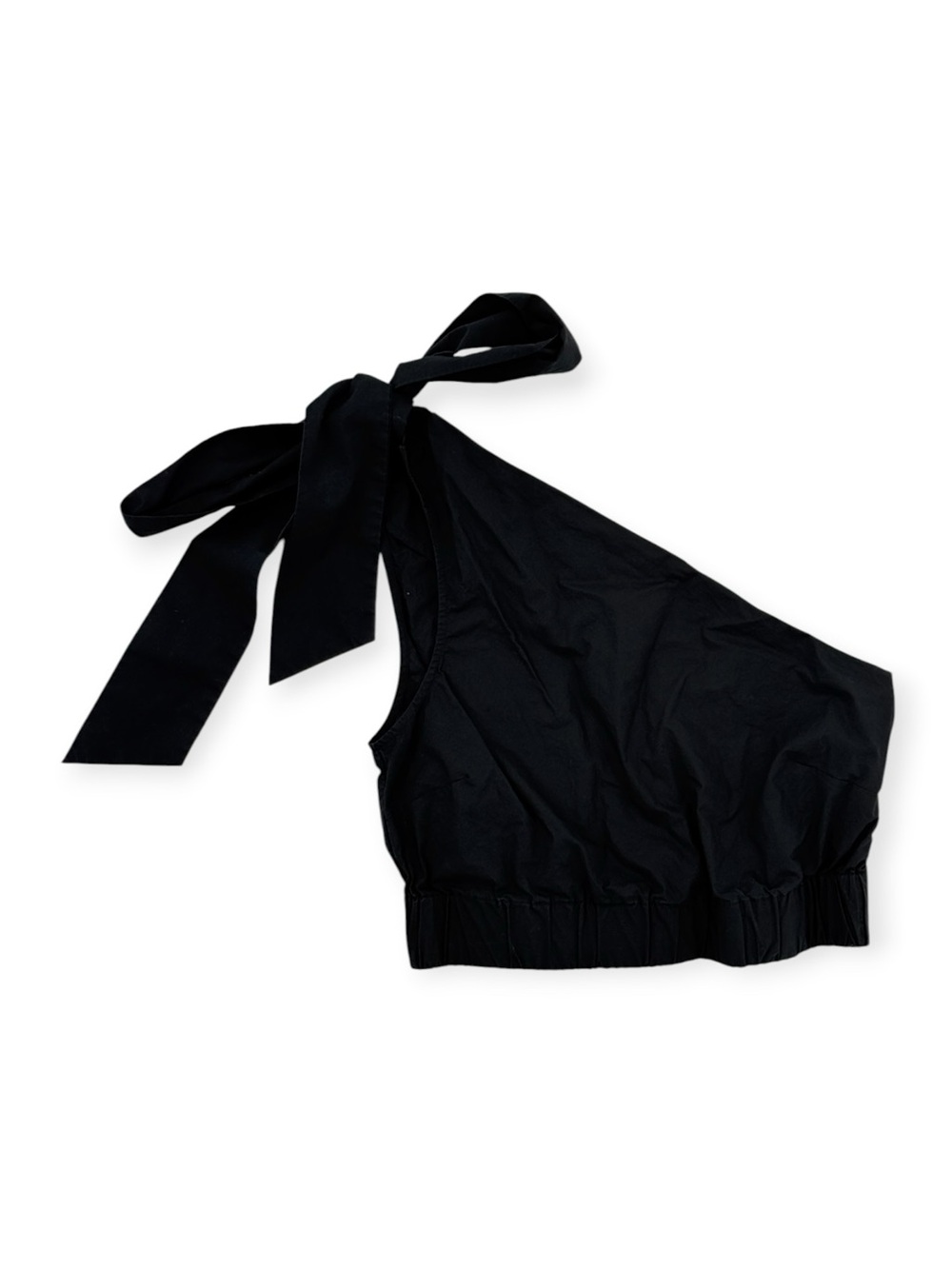 Cara Cara Black One-Shoulder Tie-Shoulder Crop Top